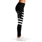 Black And White American Flag Print Women's Leggings