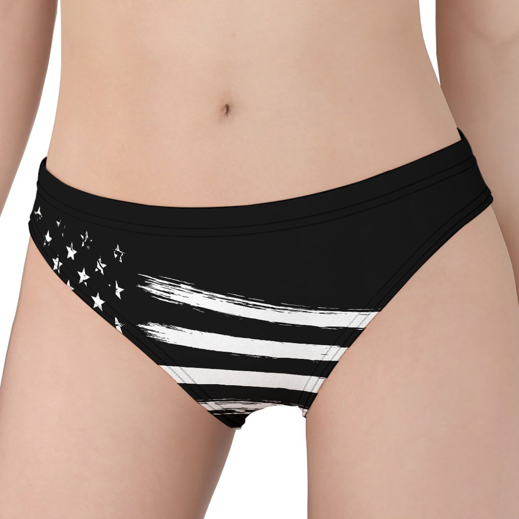 Black And White American Flag Print Women's Panties