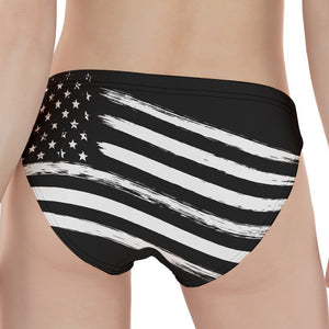 Black And White American Flag Print Women's Panties