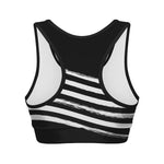 Black And White American Flag Print Women's Sports Bra