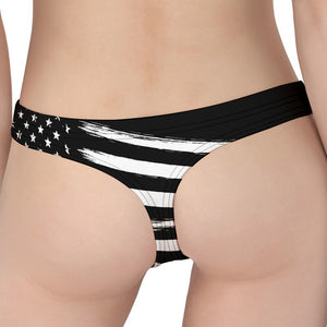 Black And White American Flag Print Women's Thong