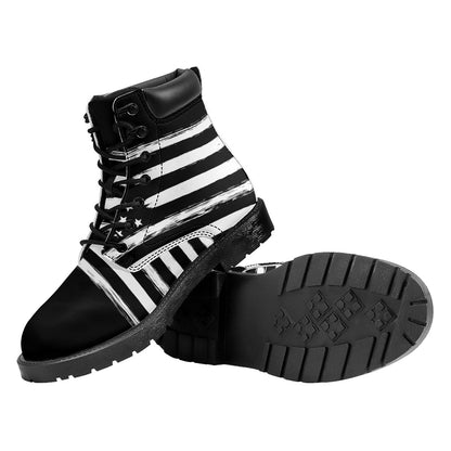 Black And White American Flag Print Work Boots