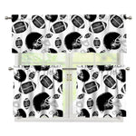 Black And White American Football Print 3 Piece Kitchen Curtains