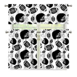 Black And White American Football Print 3 Piece Kitchen Curtains