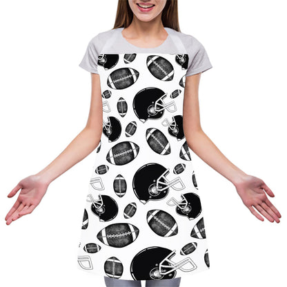 Black And White American Football Print Adjustable Apron