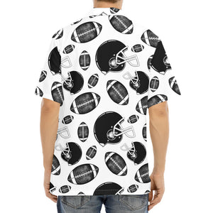 Black And White American Football Print Aloha Shirt