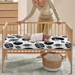 Black And White American Football Print Baby Crib Sheet
