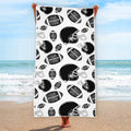 Black And White American Football Print Beach Towel