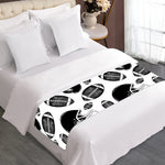 Black And White American Football Print Bed Runner