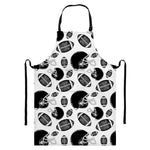 Black And White American Football Print Bib Apron With Pocket