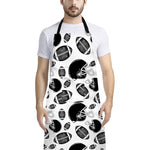 Black And White American Football Print Bib Apron With Pocket