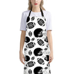 Black And White American Football Print Bib Apron With Pocket