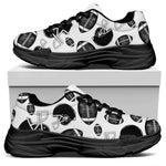 Black And White American Football Print Black Chunky Shoes