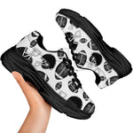 Black And White American Football Print Black Chunky Shoes