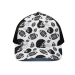 Black And White American Football Print Black Mesh Trucker Cap