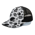 Black And White American Football Print Black Mesh Trucker Cap