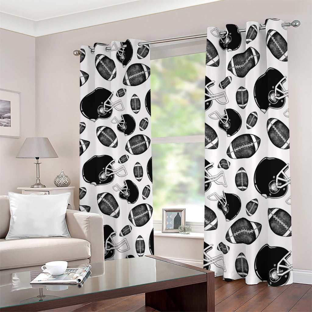 Black And White American Football Print Blackout Grommet Curtains