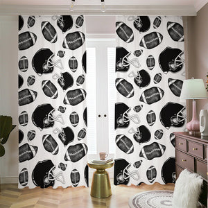 Black And White American Football Print Blackout Pencil Pleat Curtains