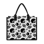 Black And White American Football Print Canvas Tote Bag