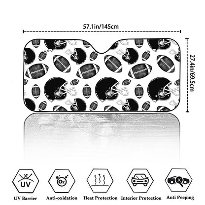 Black And White American Football Print Car Windshield Sun Shade