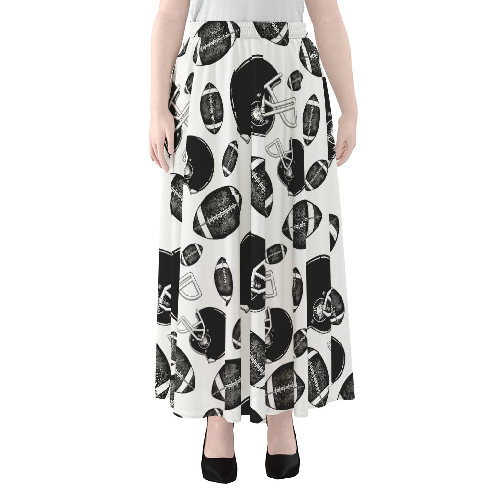 Black And White American Football Print Chiffon Maxi Skirt