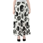 Black And White American Football Print Chiffon Maxi Skirt
