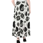 Black And White American Football Print Chiffon Maxi Skirt