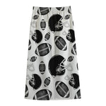 Black And White American Football Print Cotton Front Slit Maxi Skirt