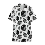 Black And White American Football Print Cotton Hawaiian Shirt