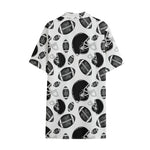Black And White American Football Print Cotton Hawaiian Shirt