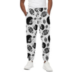 Black And White American Football Print Cotton Pants