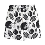 Black And White American Football Print Cotton Shorts