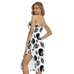 Black And White American Football Print Cross Back Cami Dress