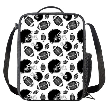 Black And White American Football Print Crossbody Lunch Bag