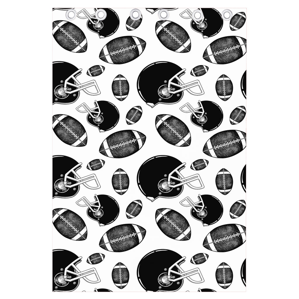 Black And White American Football Print Curtain