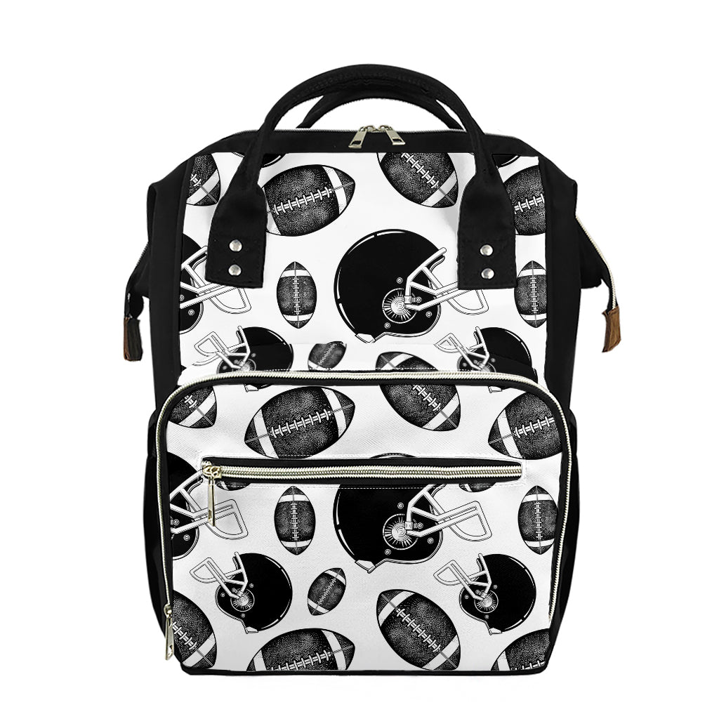 Black And White American Football Print Diaper Bag