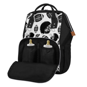 Black And White American Football Print Diaper Bag