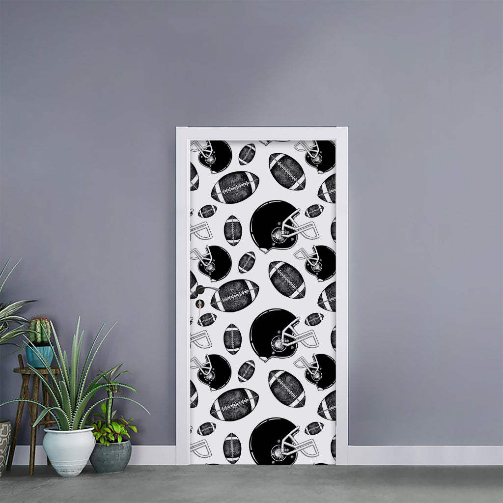 Black And White American Football Print Door Sticker