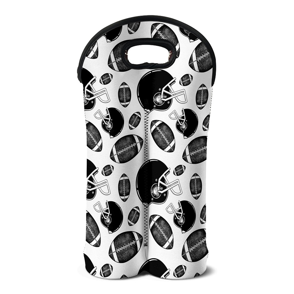 Black And White American Football Print Double Neoprene Wine Tote