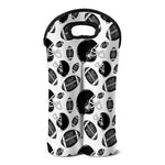 Black And White American Football Print Double Neoprene Wine Tote