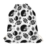 Black And White American Football Print Drawstring Bag
