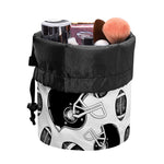 Black And White American Football Print Drawstring Makeup Bag