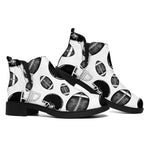 Black And White American Football Print Flat Ankle Boots