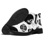 Black And White American Football Print Flat Ankle Boots