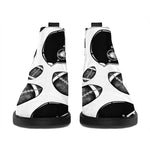 Black And White American Football Print Flat Ankle Boots
