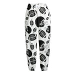 Black And White American Football Print Fleece Lined Knit Pants
