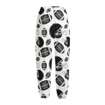 Black And White American Football Print Fleece Lined Knit Pants