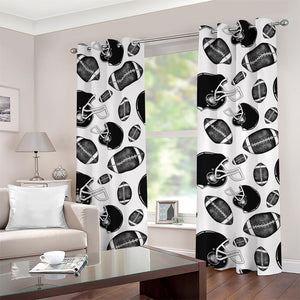 Black And White American Football Print Grommet Curtains