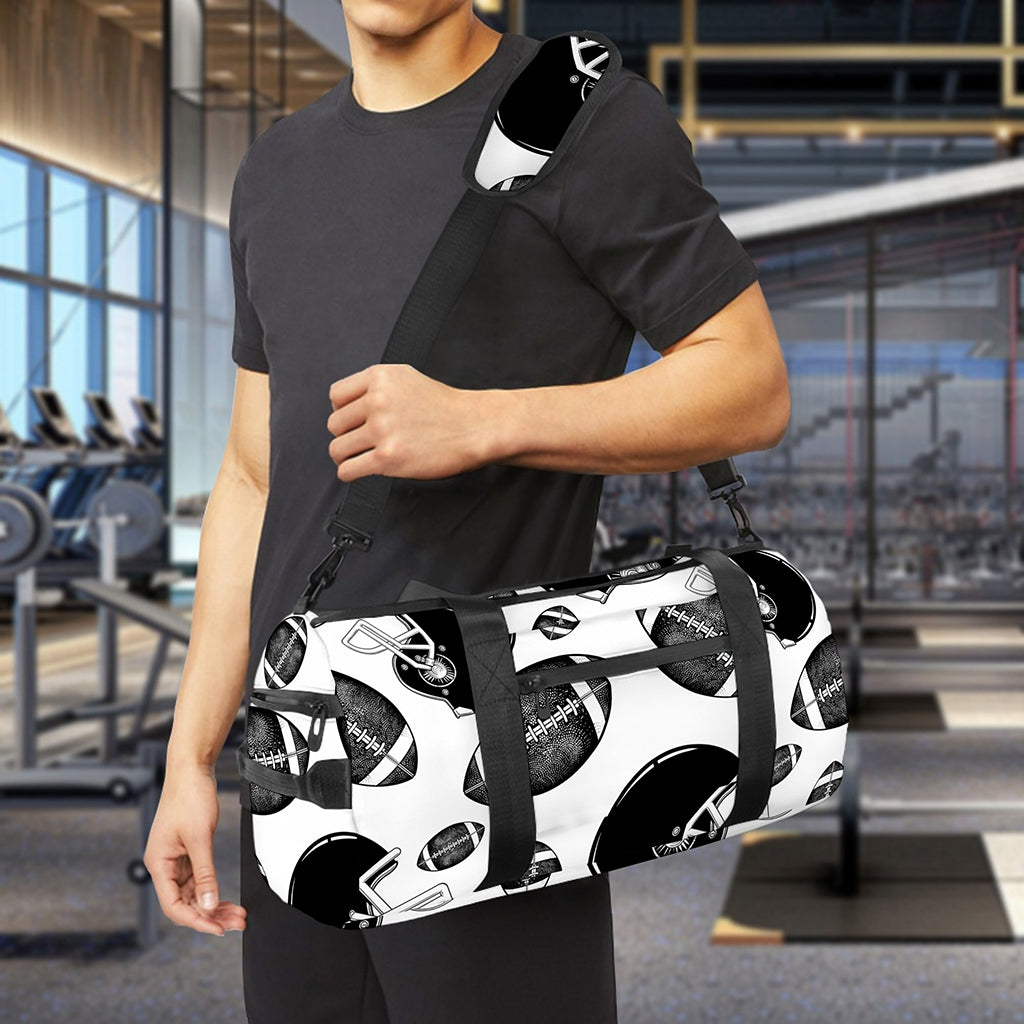 Black And White American Football Print Gym Bag