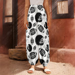Black And White American Football Print Harem Pants